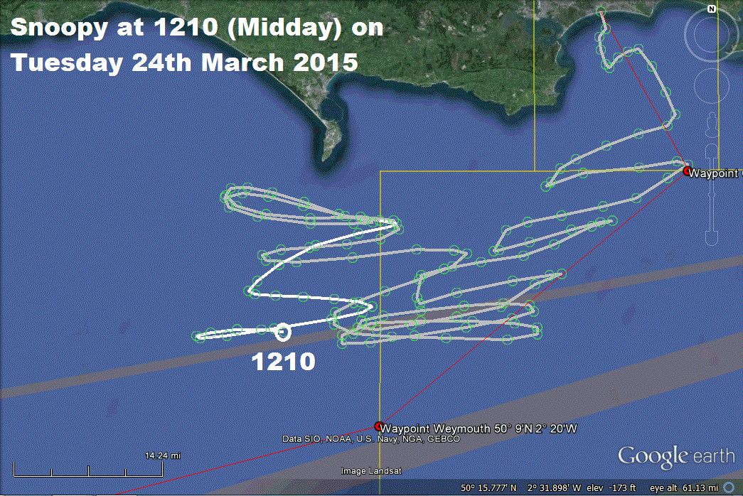 Snoopy heading from Portland Bill towards Prawle