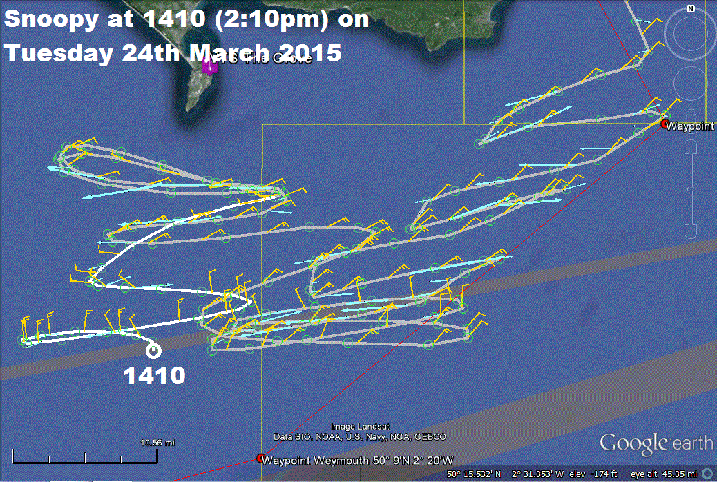 Snoopy at 1410 crossing the shipping lane