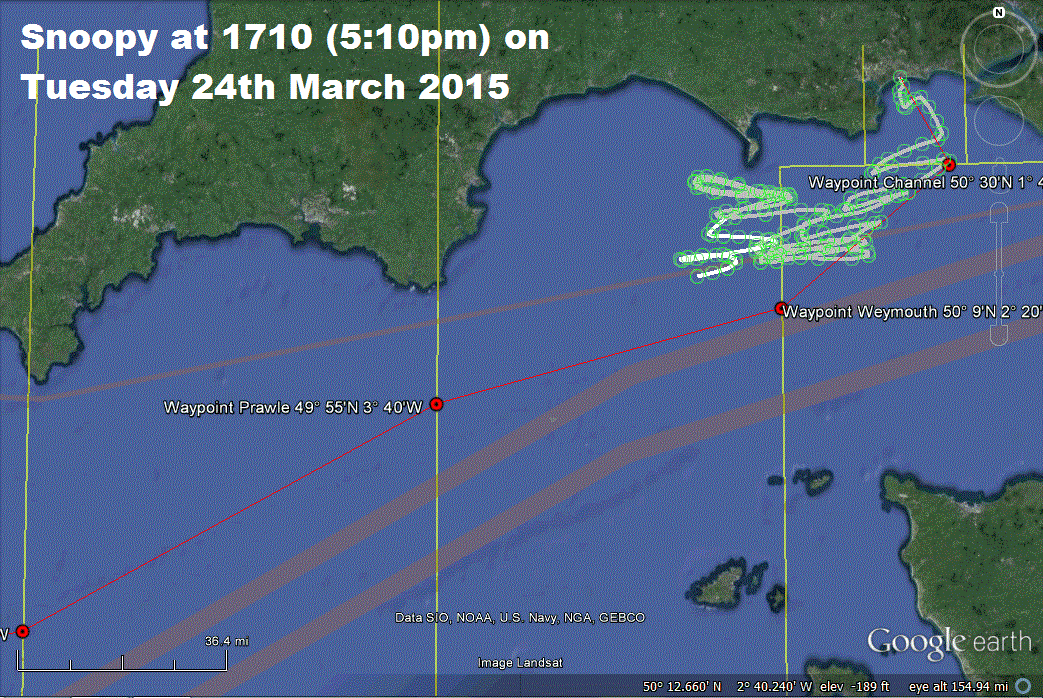 Snoopy at 1410 crossing the shipping lane