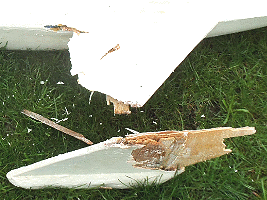 broken keel due to ingress of water into plywood