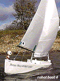 Snoopy on robot boat