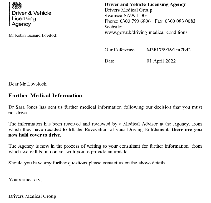 Robin can Drive Again