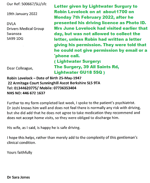 Letter from Surgery