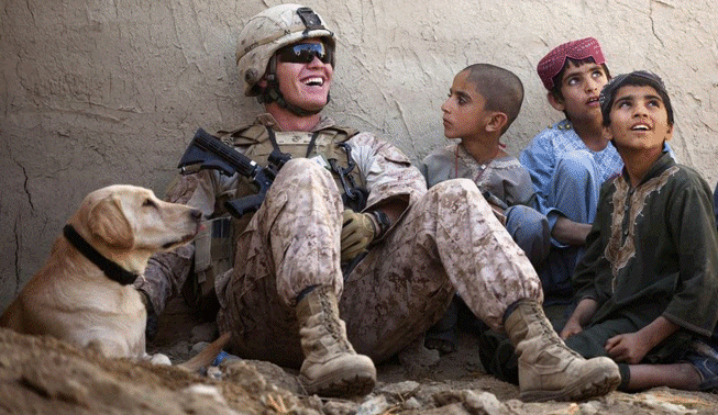 US Marine with Children