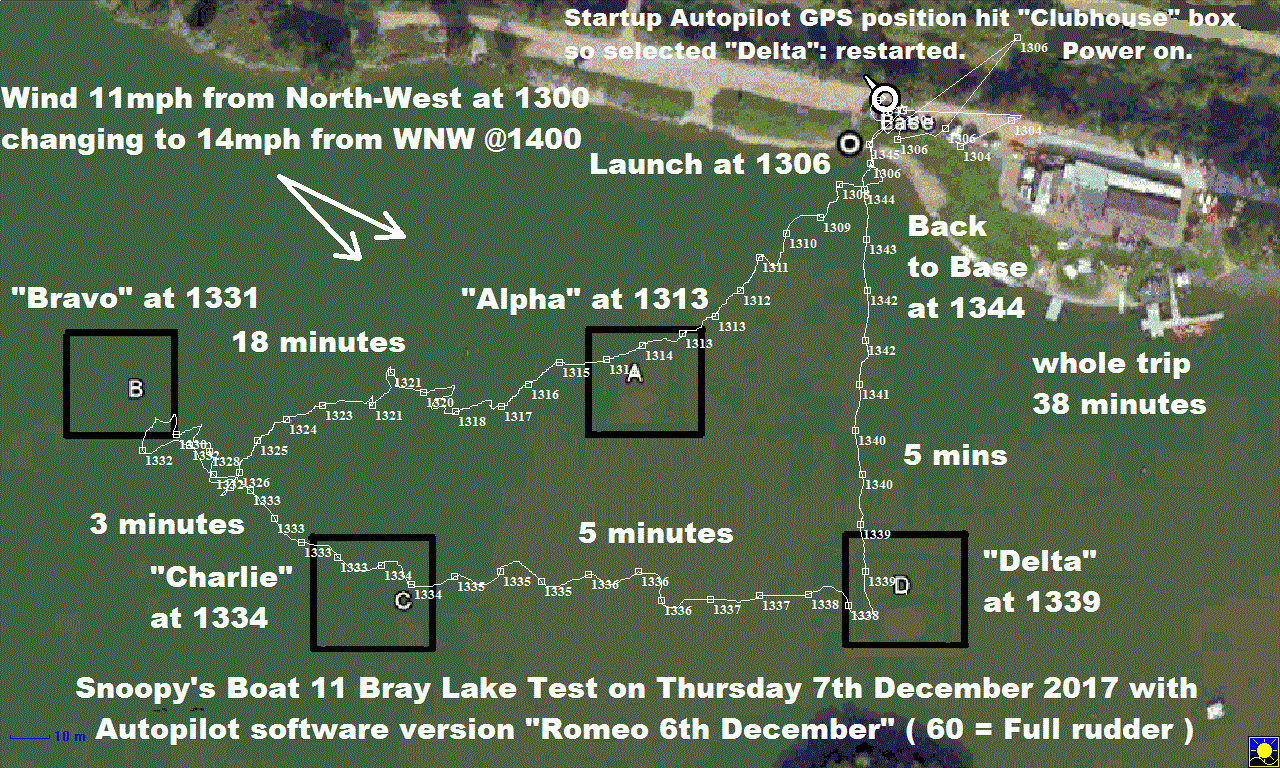 GPS Plot of Boat 11 on Thursday 7th December 2017