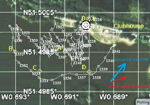 GPS plot of path taken by robot boat on Bray Lake