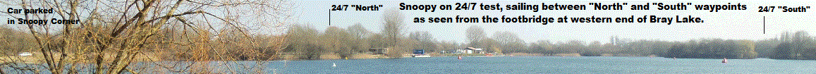 Panorama of Snoopy's 24/7 test on Bray Lake