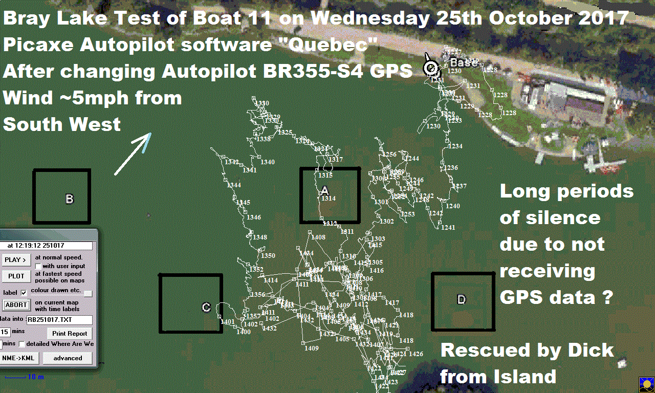Boat11 GPS Logger Plot on 25th Oct 2017