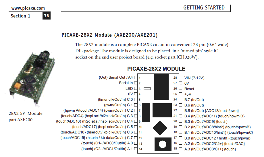 PICAXE 28X2 Module
