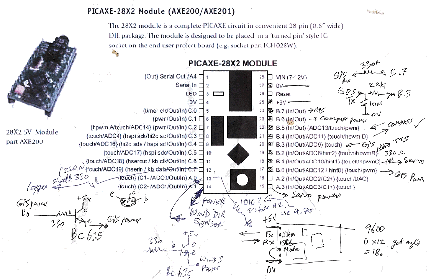 PICAXE 28X2 experimental connections