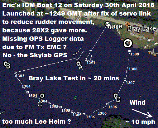GPS Plot of Bray Lake Test on 30 April 2016
