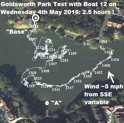 GPS Plot of Goldsworth Park Test on 4th May 2016