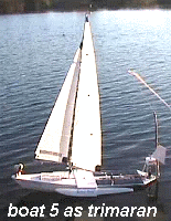 Robot boat Snoopy Sloop 5 as trimaran with solar panels