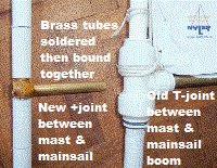 new and old joints between mast and mainsail boom