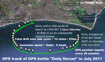 track of GPS bottle Dolly Dorset in 2011