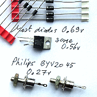 looking for diodes with a low forward voltage drop: the Philips BYV20 45 ?