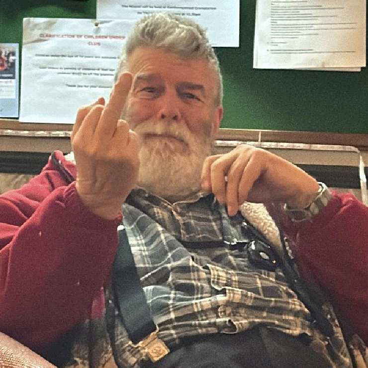 Robin in Comrades Club in early 2025 giving Adriano a suitable salute