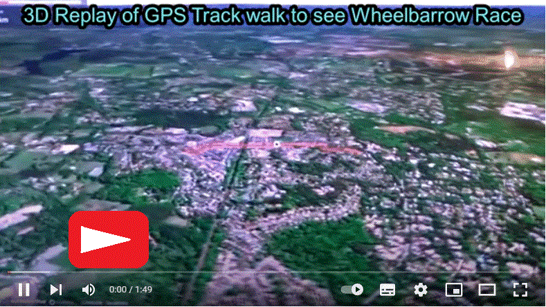 3D GPS track of walk to see Wheelbarrow Race