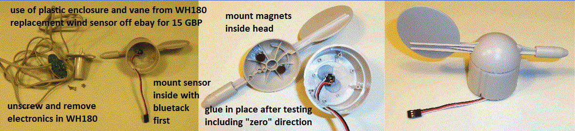 sensor and magnets put into WH180 plastic enclosure